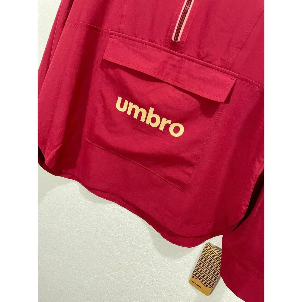 Umbro Cranberry Red Half Zip Pullover Jacket Kids Size XL Lightweight Activewear